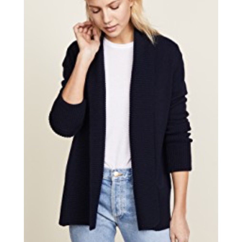 Vince XXS cotton open front cardigan black